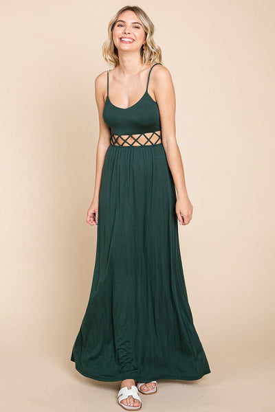 Cut Out Waist Jersey Maxi Dress