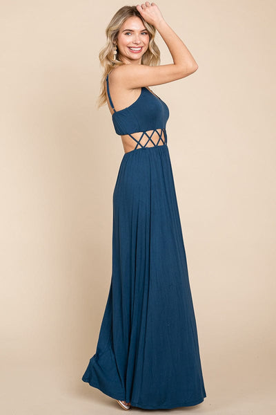 Cut Out Waist Jersey Maxi Dress