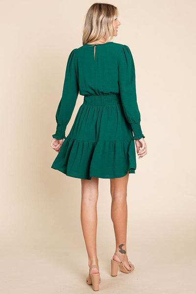 Long Sleeve Smocked Tiered Mini Dress