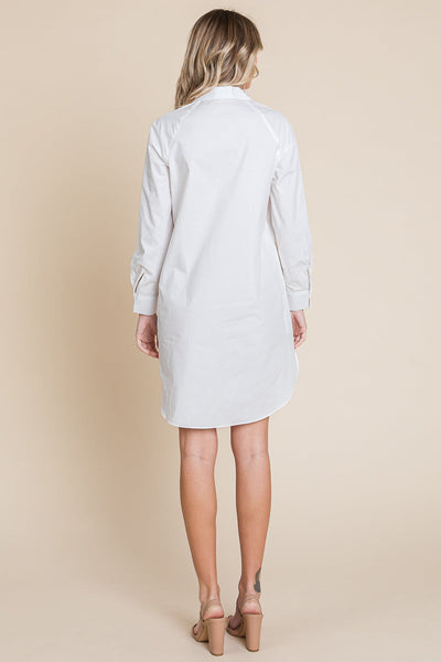 Button Down Cotton Long Sleeve Shirt Dress