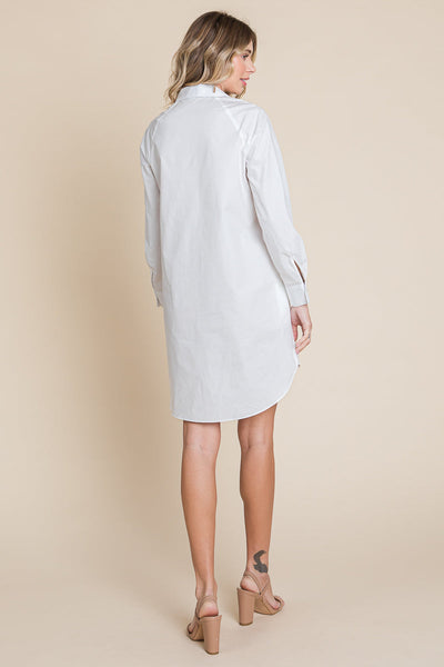 Button Down Cotton Long Sleeve Shirt Dress