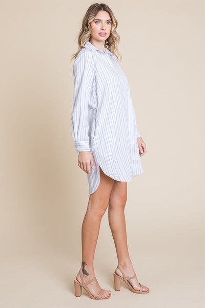 Button Down Cotton Long Sleeve Shirt Dress