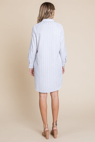 Button Down Cotton Long Sleeve Shirt Dress