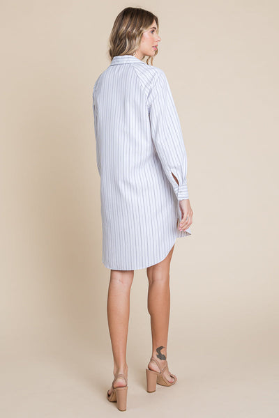 Button Down Cotton Long Sleeve Shirt Dress