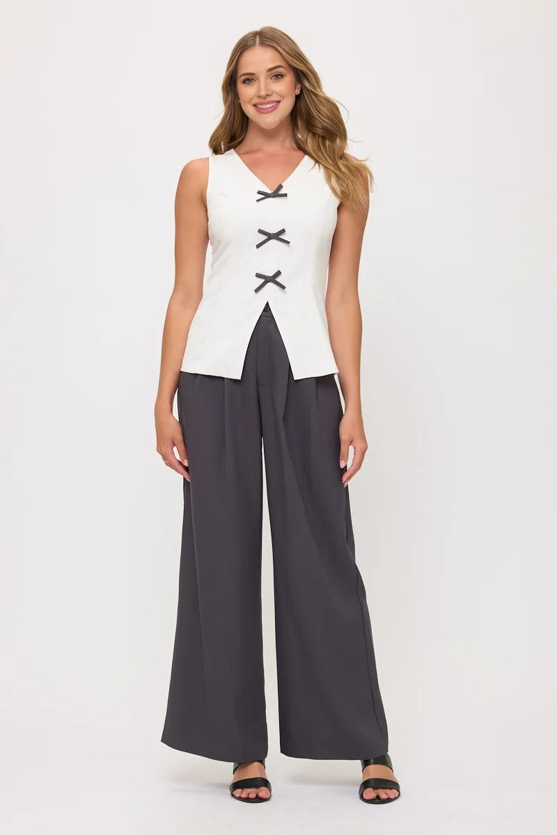 Sleeveless Top & Wide-Leg Trousers 2 Piece Sets