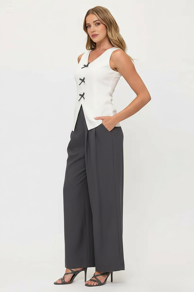 Sleeveless Top & Wide-Leg Trousers 2 Piece Sets