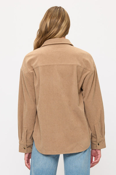 Corduroy Button-Up Overshirt Cotton Shacket