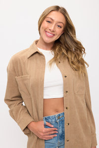 Corduroy Button-Up Overshirt Cotton Shacket