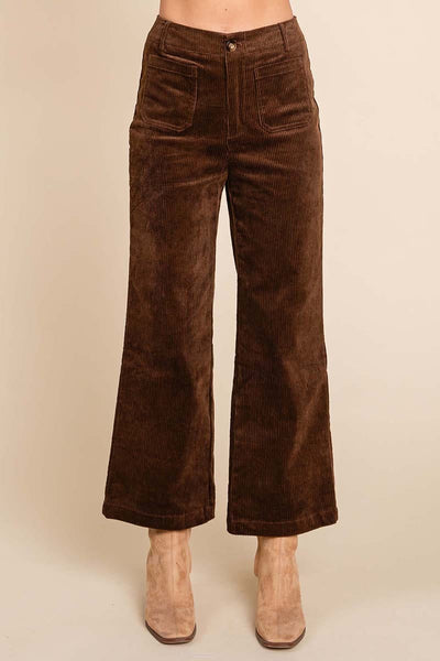 Corduroy Wide Leg High Rise Pants