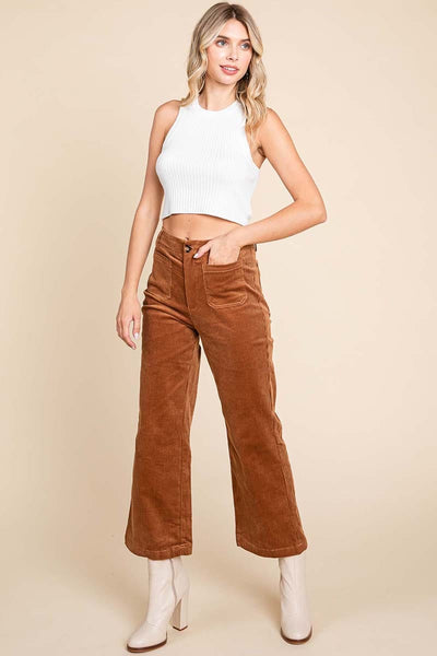 Corduroy Wide Leg High Rise Pants