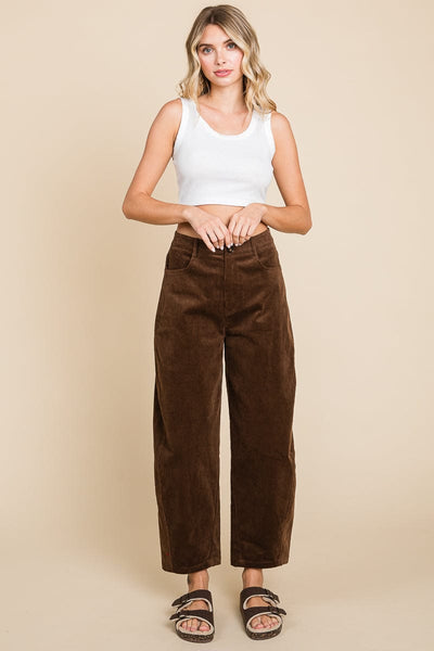 Corduroy Wide Leg Horseshoe Relaxed Fit Pants