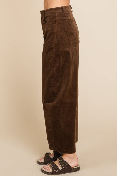 Corduroy Wide Leg Horseshoe Relaxed Fit Pants