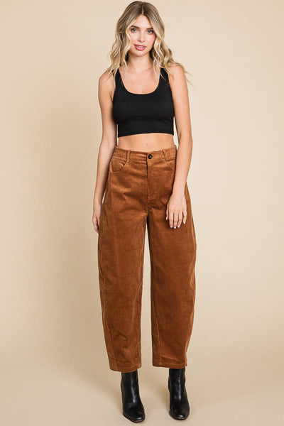 Corduroy Wide Leg Horseshoe Relaxed Fit Pants