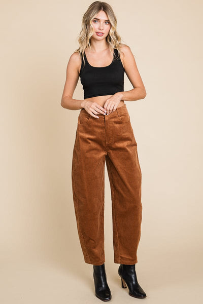 Corduroy Wide Leg Horseshoe Relaxed Fit Pants