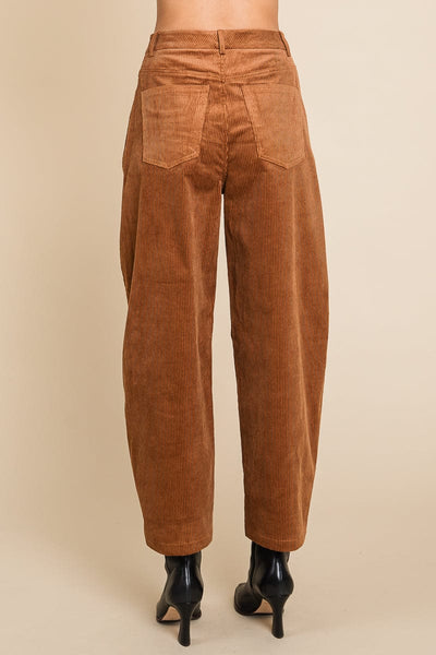 Corduroy Wide Leg Horseshoe Relaxed Fit Pants