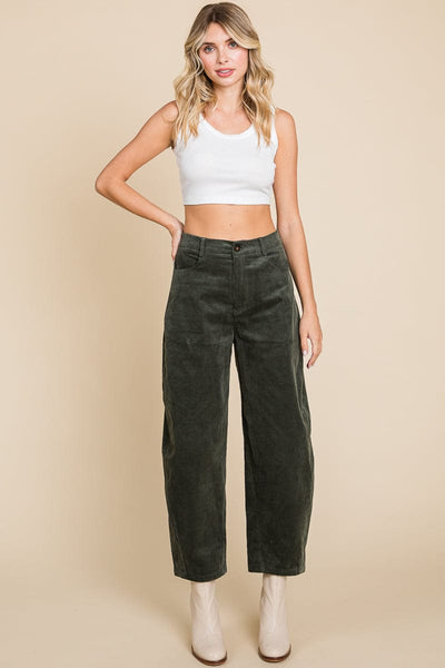 Corduroy Wide Leg Horseshoe Relaxed Fit Pants