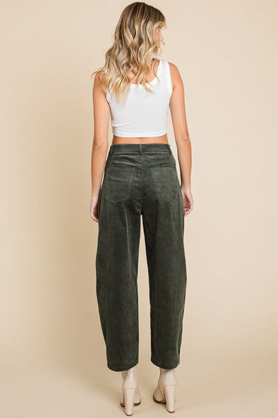 Corduroy Wide Leg Horseshoe Relaxed Fit Pants