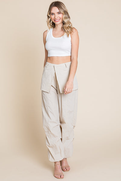 High Waisted Wide Leg Parachute Cargo Pants