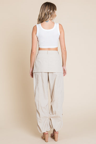 High Waisted Wide Leg Parachute Cargo Pants