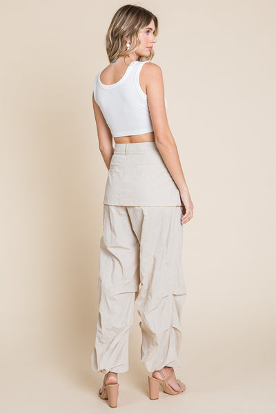 High Waisted Wide Leg Parachute Cargo Pants