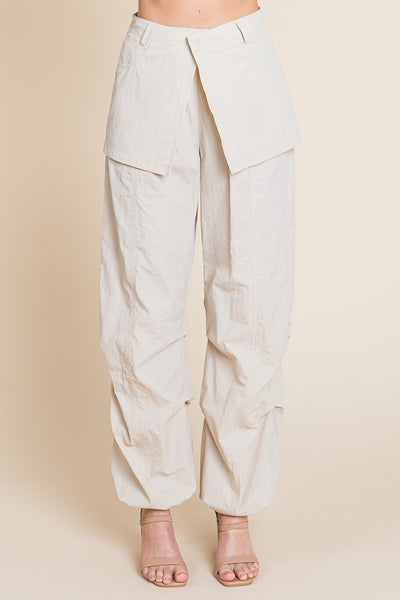 High Waisted Wide Leg Parachute Cargo Pants