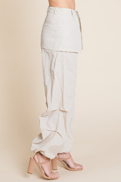 High Waisted Wide Leg Parachute Cargo Pants