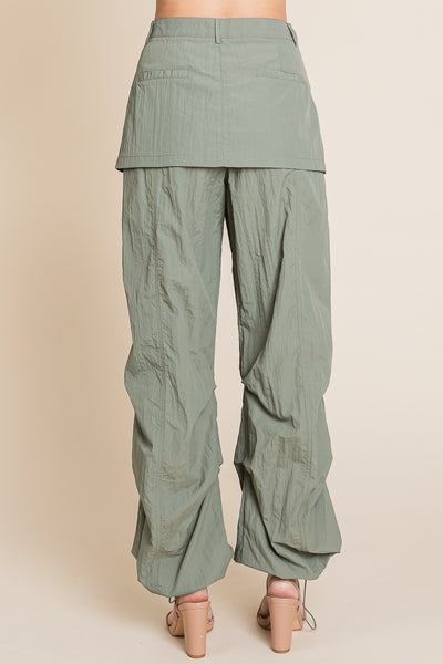 High Waisted Wide Leg Parachute Cargo Pants