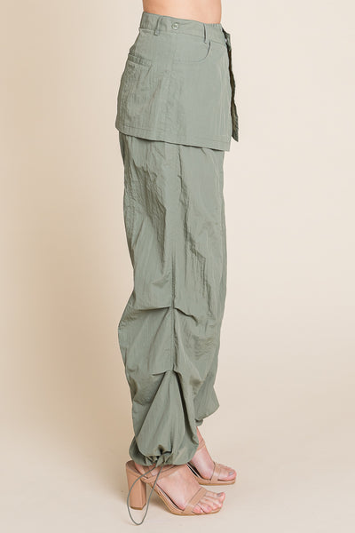 High Waisted Wide Leg Parachute Cargo Pants