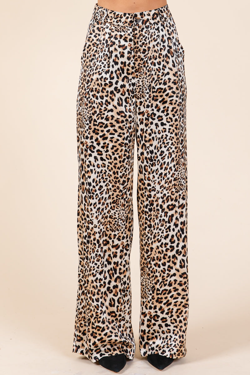 Leopard Print High Waist Satin Wide Leg Pants – RolyPoly Apparel