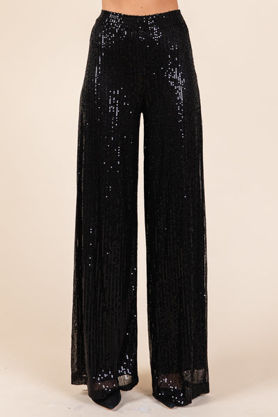 High Waist Sequin Wide Leg Flare Pants