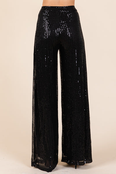 High Waist Sequin Wide Leg Flare Pants