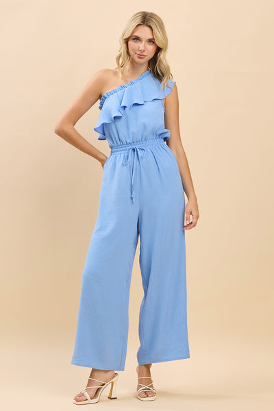 Savanna One-Shoulder Ruffle Wide Leg Jumpsuit