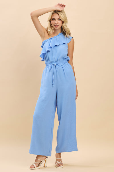 Savanna One-Shoulder Ruffle Wide Leg Jumpsuit