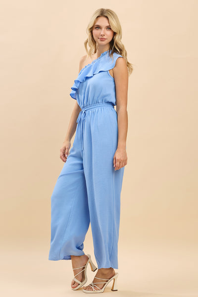 Savanna One-Shoulder Ruffle Wide Leg Jumpsuit