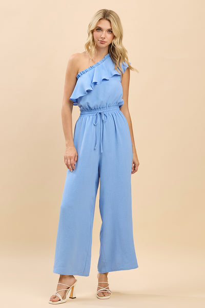 Savanna One-Shoulder Ruffle Wide Leg Jumpsuit