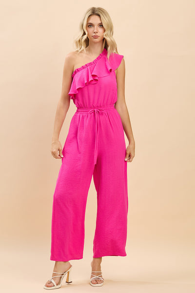 Savanna One-Shoulder Ruffle Wide Leg Jumpsuit