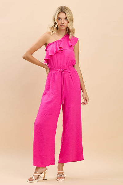 Savanna One-Shoulder Ruffle Wide Leg Jumpsuit