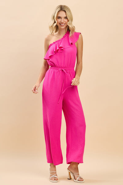 Savanna One-Shoulder Ruffle Wide Leg Jumpsuit