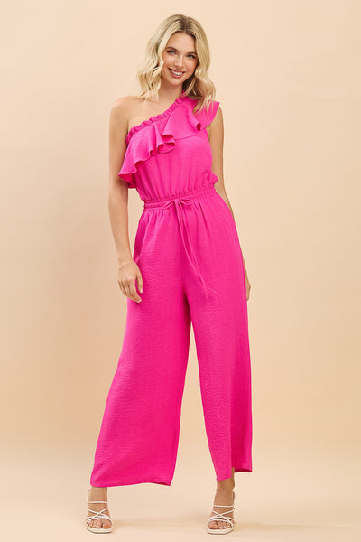 Savanna One-Shoulder Ruffle Wide Leg Jumpsuit