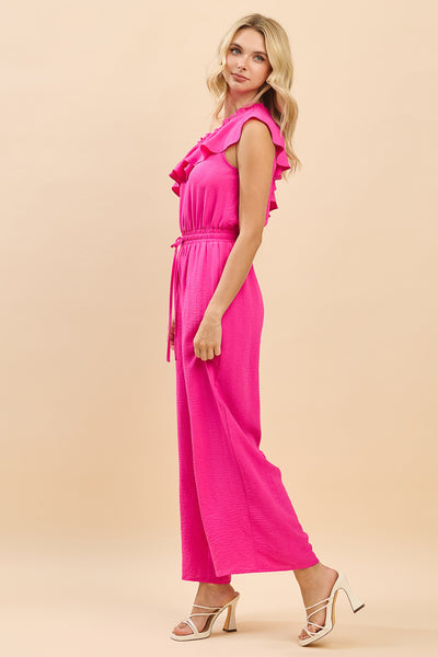 Savanna One-Shoulder Ruffle Wide Leg Jumpsuit