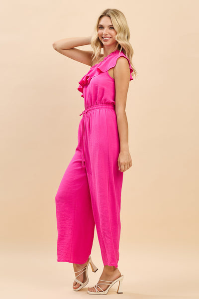 Savanna One-Shoulder Ruffle Wide Leg Jumpsuit