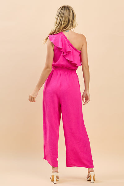 Savanna One-Shoulder Ruffle Wide Leg Jumpsuit