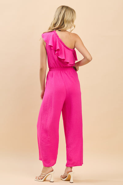 Savanna One-Shoulder Ruffle Wide Leg Jumpsuit