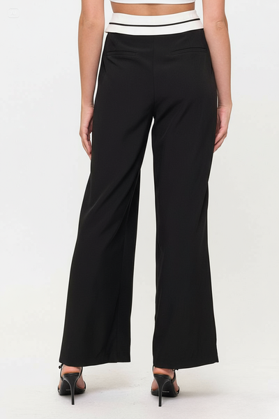 Tux Detail High Waist Wide-Leg Trousers Pants
