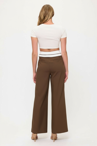 Tux Detail High Waist Wide-Leg Trousers Pants