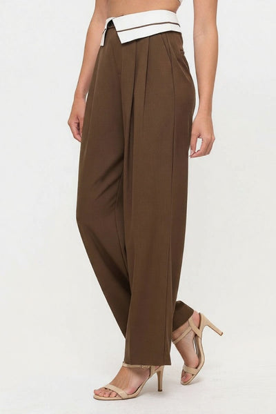 Tux Detail High Waist Wide-Leg Trousers Pants