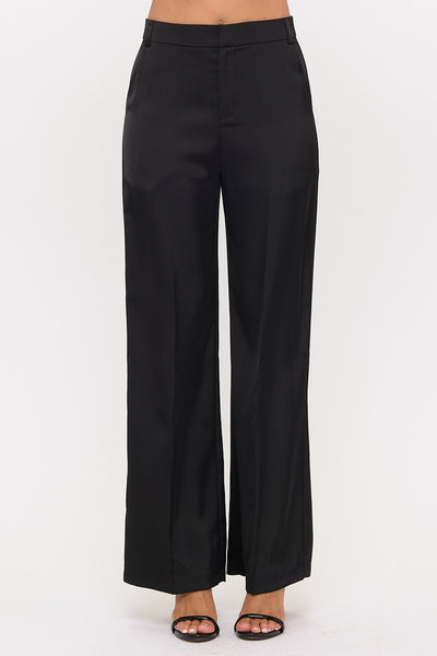 High Wasist Satin Wide-Leg Dress Pants