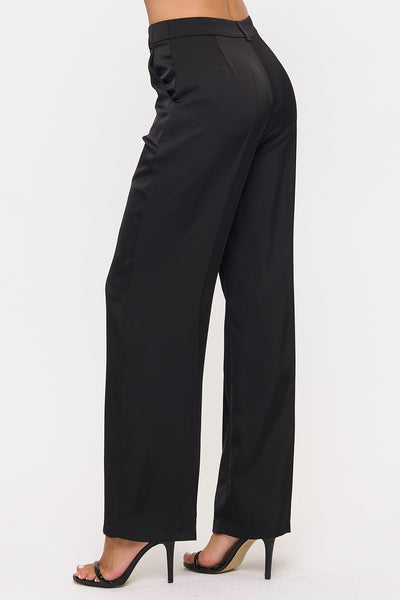 High Wasist Satin Wide-Leg Dress Pants