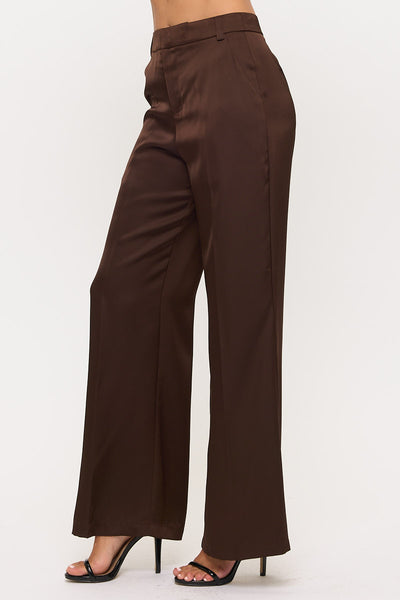 High Wasist Satin Wide-Leg Dress Pants