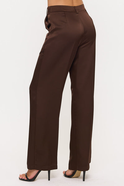 High Wasist Satin Wide-Leg Dress Pants